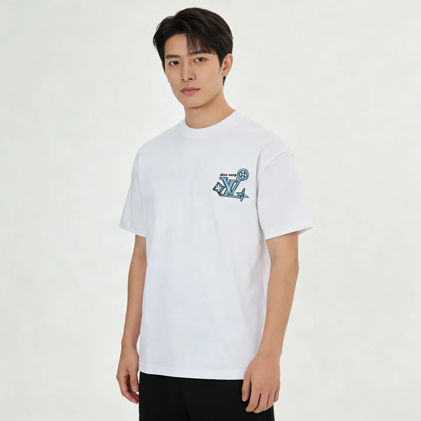 Louis Vuitton/Louis Vuitton 26ss short sleeves with front and rear letter logo embroidery
